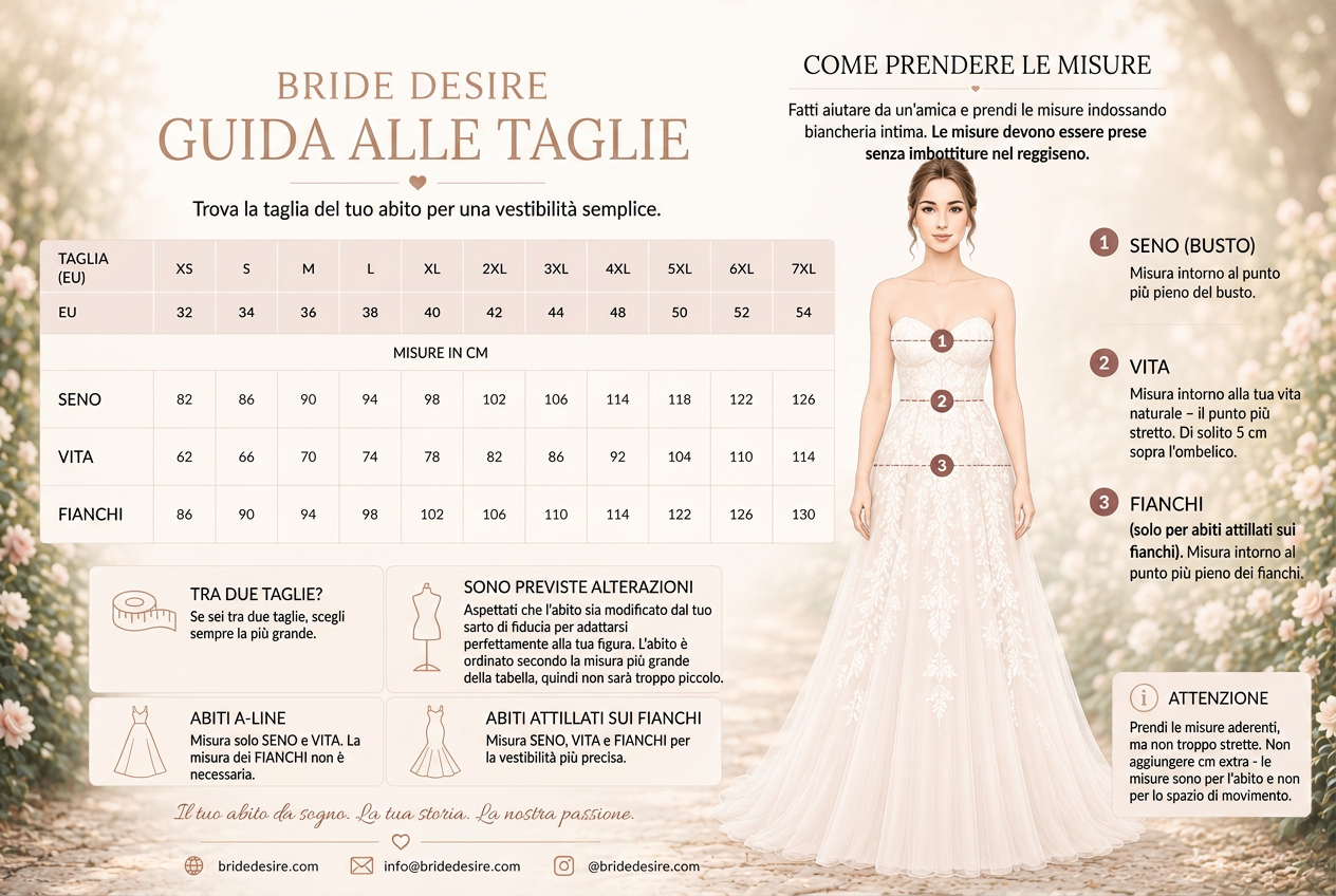 Guida alle taglie — Bride Desire