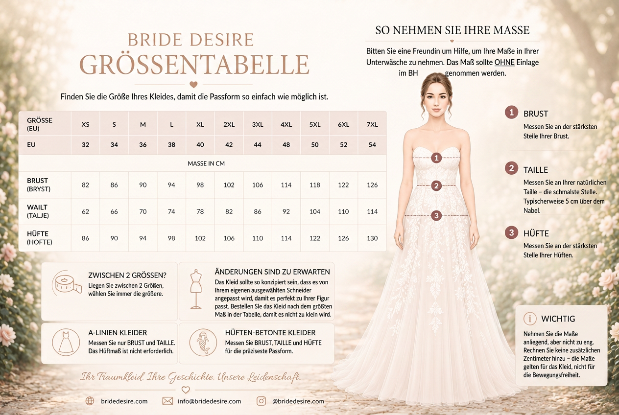 Größentabelle — Bride Desire