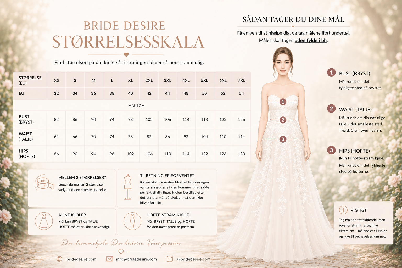 Størrelsesguide — Bride Desire
