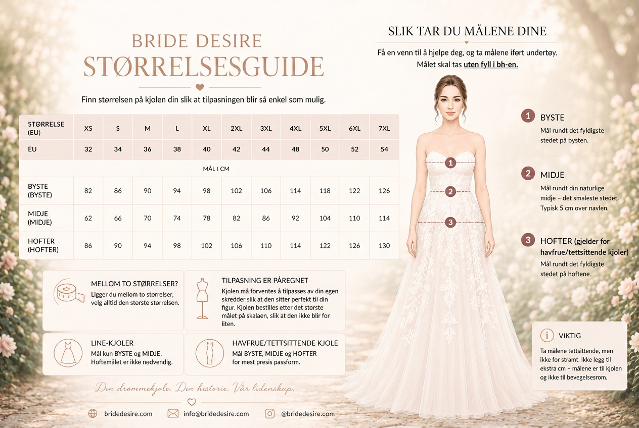 Størrelsesguide — Bride Desire
